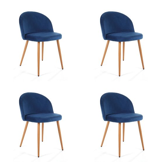 4 x Žametni oblazinjeni stol SJ.075 Modri