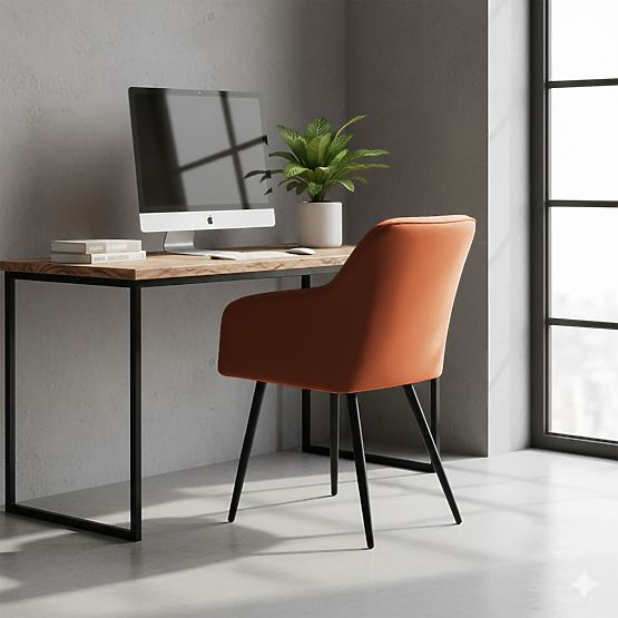 4x Oblazinjeni stol s kvadratnim prešitjem Bakreni LUXANO Črne noge