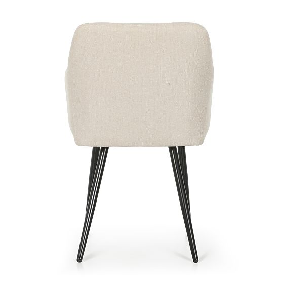 4x Oblazinjeni stol s kvadratnim prešitjem Bež LUXANO Črne noge tkanina Lumos