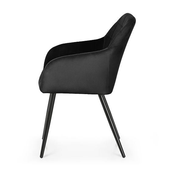 4x Oblazinjeni stol s kvadratnim prešitjem Črna LUXANO Črne noge