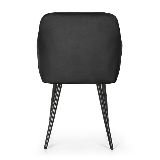 4x Oblazinjeni stol s kvadratnim prešitjem Črna LUXANO Črne noge