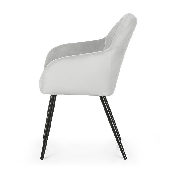 4x Oblazinjeni stol s kvadratnim prešitjem Siva LUXANO Črne noge