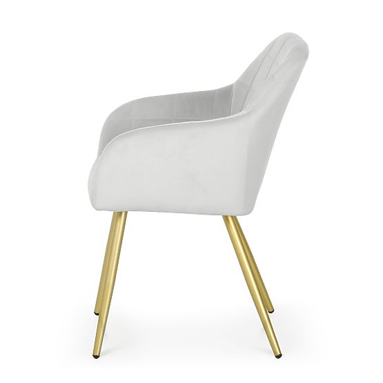 4x Oblazinjeni stol s kvadratnim prešitjem Siva LUXANO Zlate noge