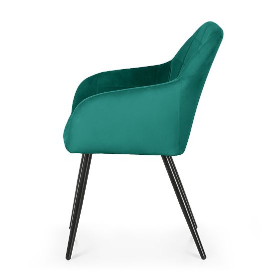 4x Oblazinjeni stol s kvadratnim prešitjem Steklenična Zelena LUXANO Črne noge