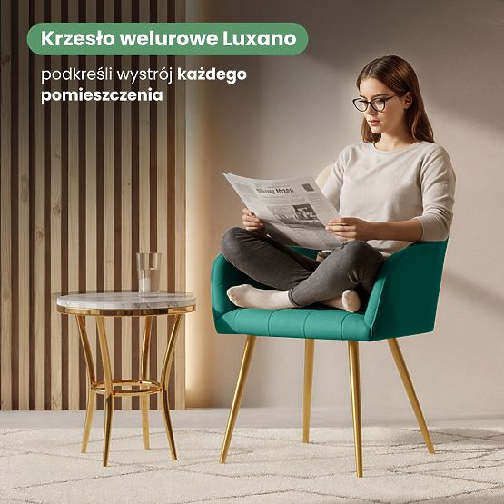 4x Oblazinjeni stol s kvadratnim prešitjem Steklenična Zelena LUXANO Zlate noge