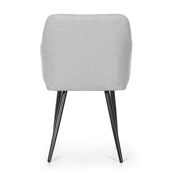 4x Oblazinjeni stol s kvadratnim prešitjem Svetlo Siva LUXANO Črne noge tkanina Lumos