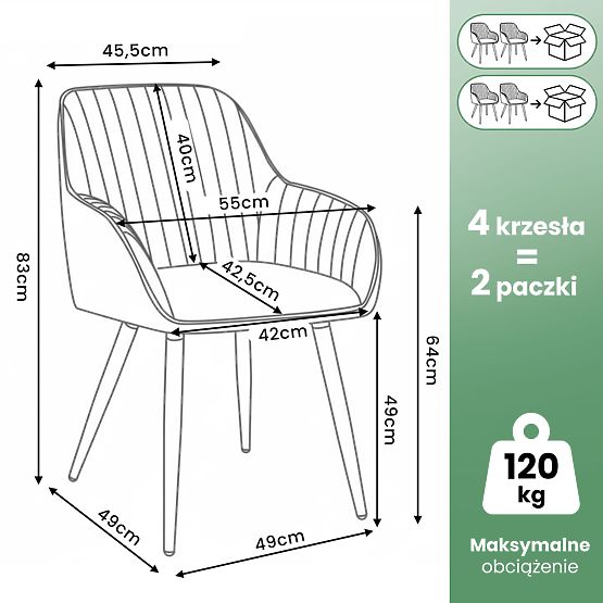 4x Žametni vrtljivi stol s prešitjem Bež TURNO Črne noge