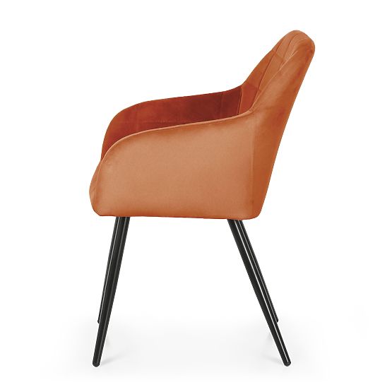 6x Oblazinjeni stol s kvadratnim prešitjem Bakrena LUXANO Črne noge