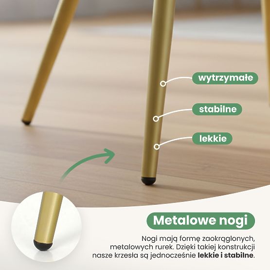 6x Oblazinjeni stol s kvadratnim prešitjem Bež LUXANO Zlate noge