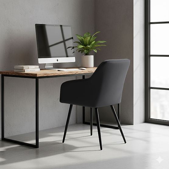 6x Oblazinjeni stol s kvadratnim prešitjem Črna LUXANO Črne noge