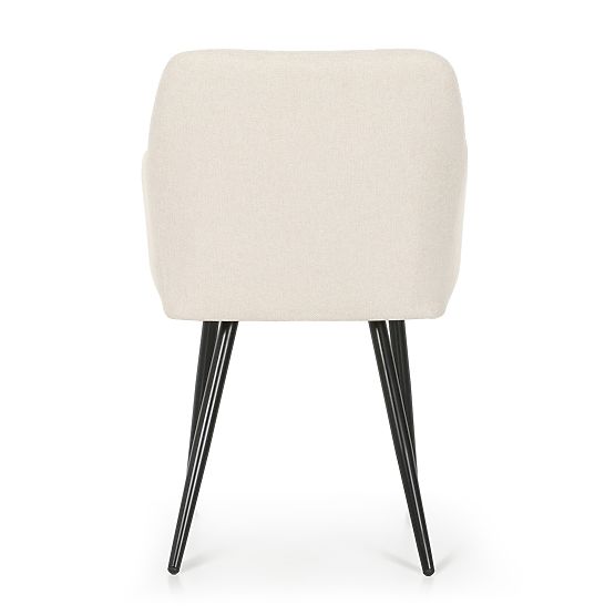 6x Oblazinjeni stol s kvadratnim prešitjem Krem LUXANO Črne noge tkanina Lumos