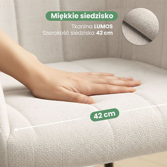 6x Oblazinjeni stol s kvadratnim prešitjem Krem LUXANO Črne noge tkanina Lumos