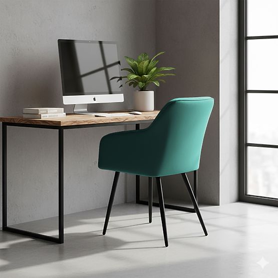 6x Oblazinjeni stol s kvadratnim prešitjem Steklenično Zelena LUXANO Črne noge