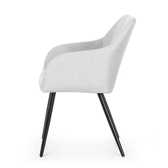 6x Oblazinjeni stol s kvadratnim prešitjem Svetlo Siva LUXANO Črne noge tkanina Lumos