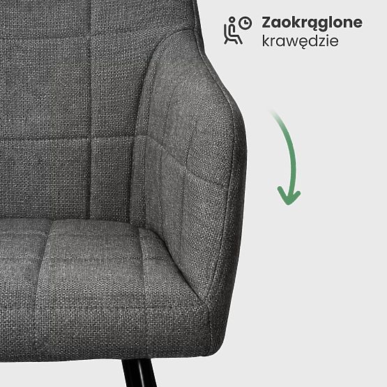 6x Oblazinjeni stol s kvadratnim prešitjem Temno Grafit LUXANO Črne noge tkanina Lumos