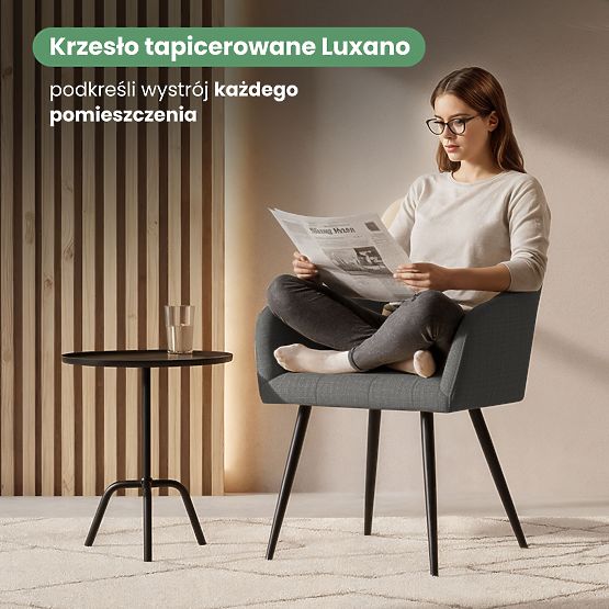 6x Oblazinjeni stol s kvadratnim prešitjem Temno Grafit LUXANO Črne noge tkanina Lumos