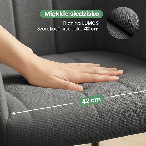 6x Oblazinjeni stol s kvadratnim prešitjem Temno Grafit LUXANO Črne noge tkanina Lumos