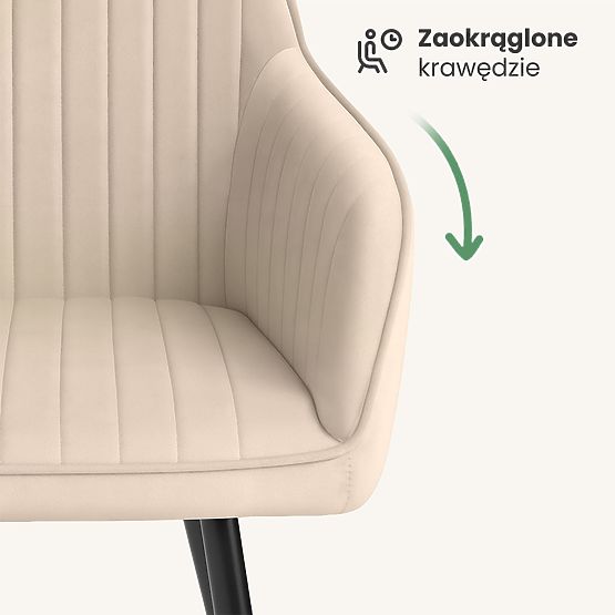 6x Žametni oblazinjeni stol s prešitjem Bež FLORENCE Črne noge