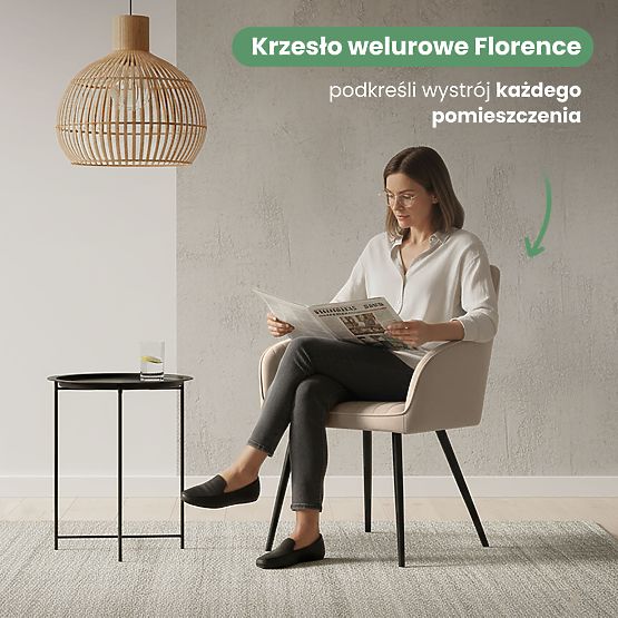 6x Žametni oblazinjeni stol s prešitjem Bež FLORENCE Črne noge