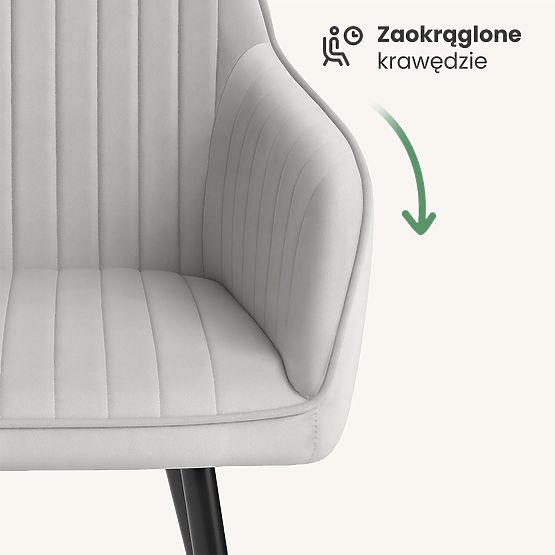 6x Žametni oblazinjeni stol s prešitjem Siva FLORENCE Črne noge