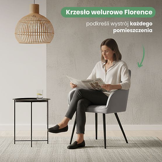 6x Žametni oblazinjeni stol s prešitjem Siva FLORENCE Črne noge