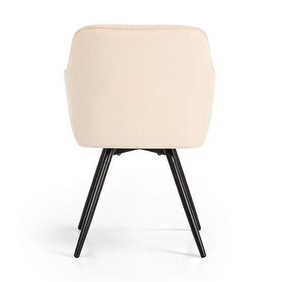 6x Žametni vrtljivi stol s prešitjem Bež TURNO Črne noge