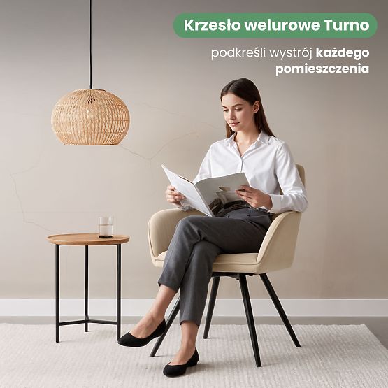 6x Žametni vrtljivi stol s prešitjem Bež TURNO Črne noge