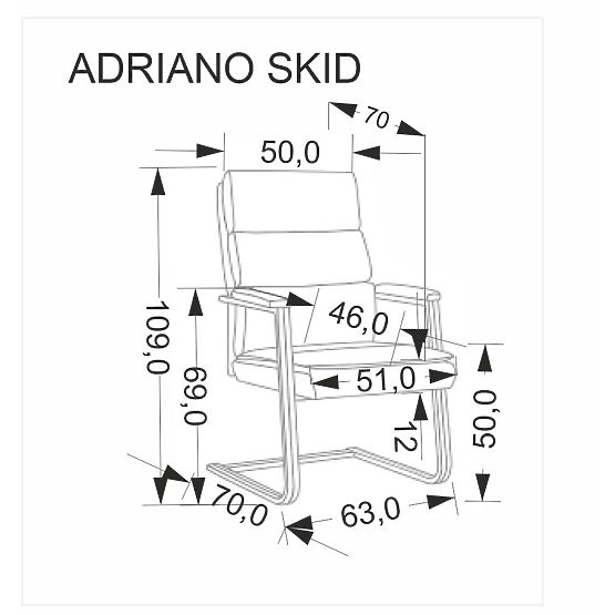ADRIANO SKID pisarniški stol črna