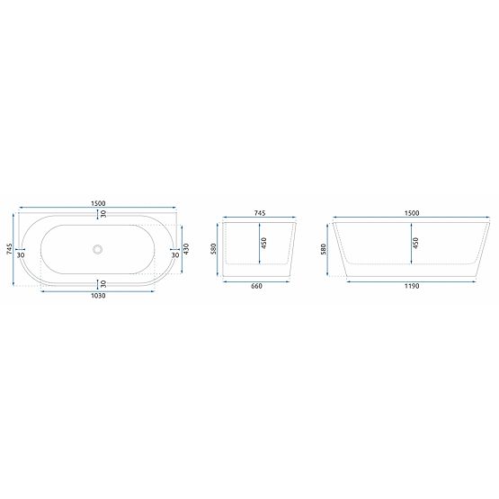 Akrilna stenska kad OLIMPIA 150 cm