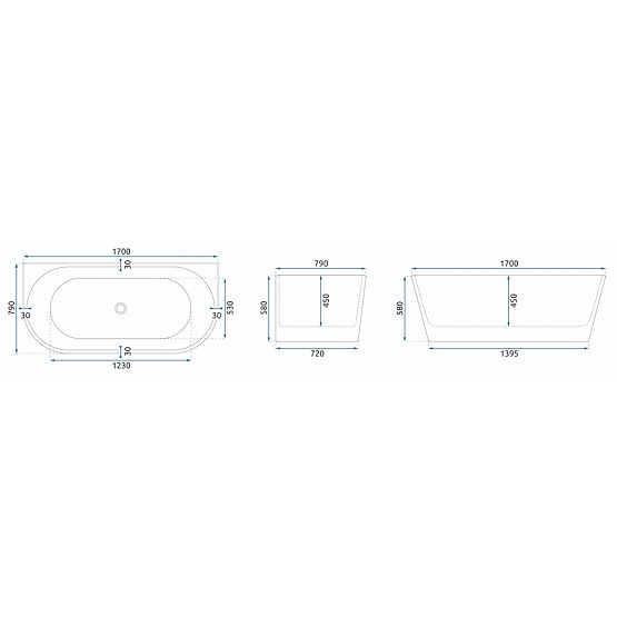 Akrilna stenska kad OLIMPIA 170 cm