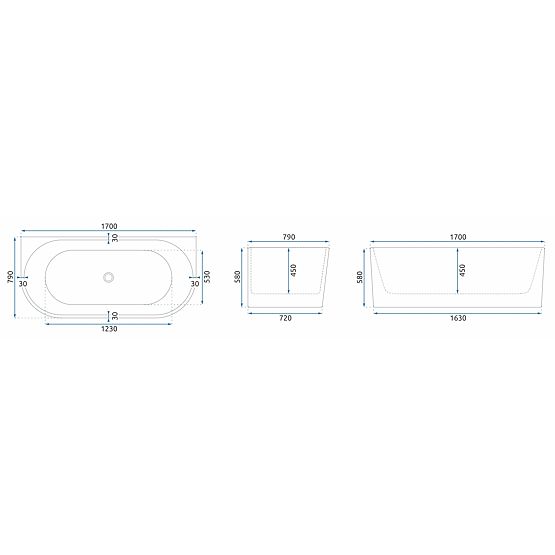 Akrilna stenska kad VENETA 170 cm