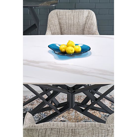 ALFREDO raztegljiva miza, beli marmor / črna (2p=1ks)