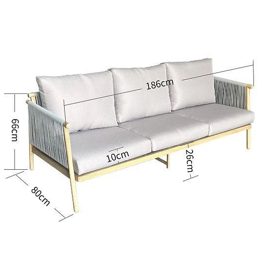 Aluminijasta vrtna zofa BLANDO - velika 3-sedežna, 186 cm