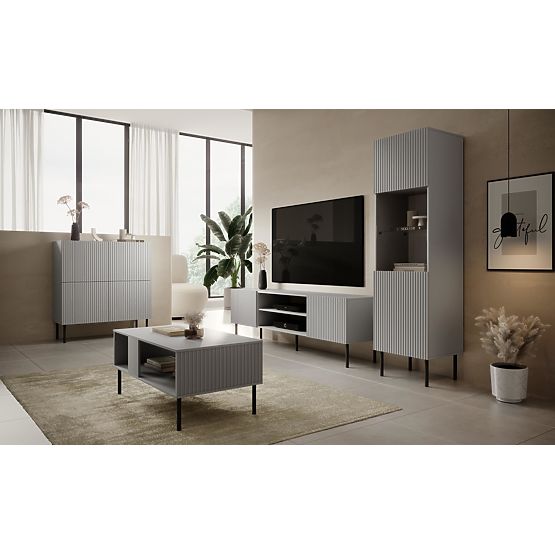 ASENSIO KM-2 komoda svetlo siva, noge: črna (2p=1ks)