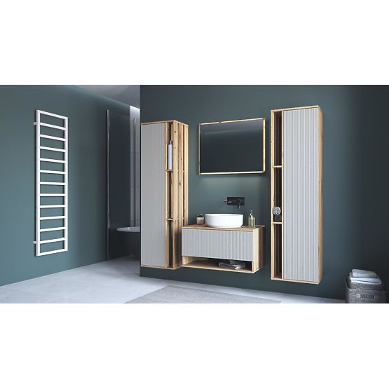 AVIOLA Ogledalo 80 cm + LED hrast artisan