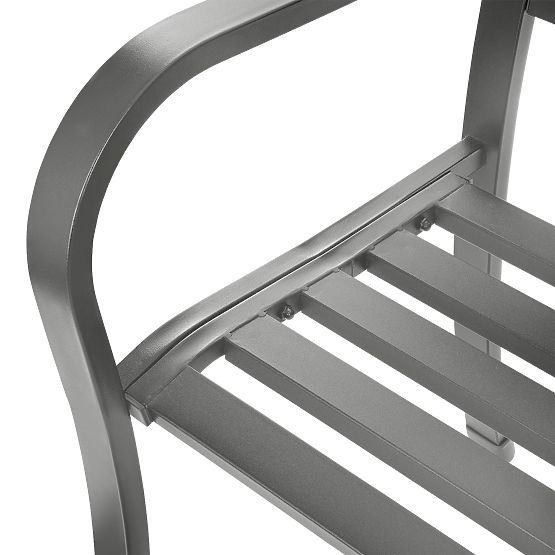 Ažurna vrtna klop s naslonjalom parkovna za teraso balkon kovinska konstrukcija grafitna