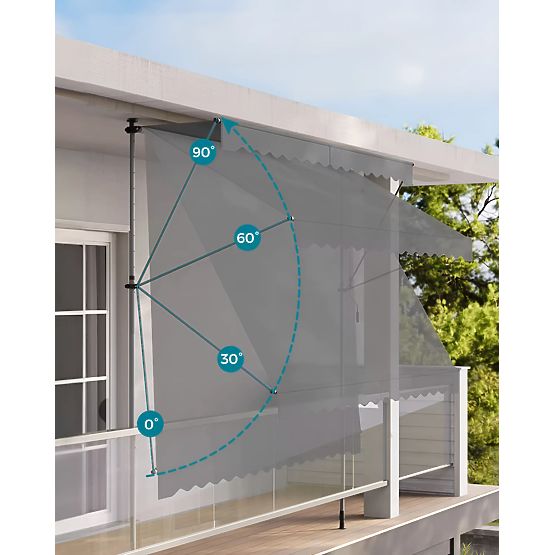 Balkonska sončna tenda z nastavljivo višino, vodoodporna z ročno ročico