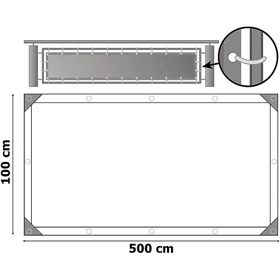 Balkonska zaščitna preproga siva 1x5 m