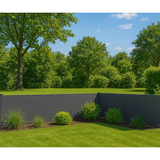 Balkonska zavesa s kovinskimi deli 150x500 cm senčna mreža + montažni elementi siva MultiGarden