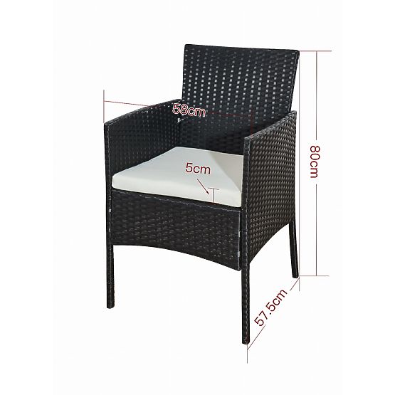 Balkonski komplet iz tehnoratana (Sofa + 2 x fotelj + miza) COMODO črna