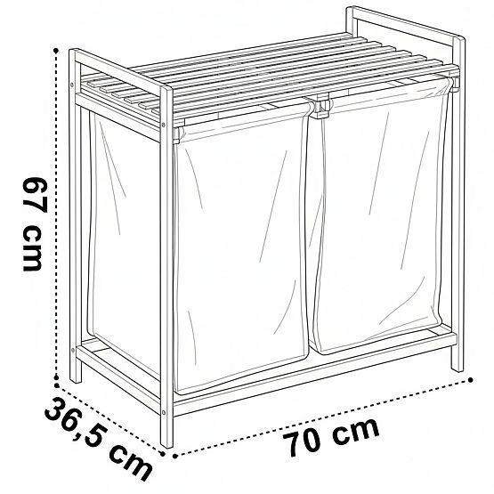 Bambusova košara za perilo ali igrače HANOI 2 predelka