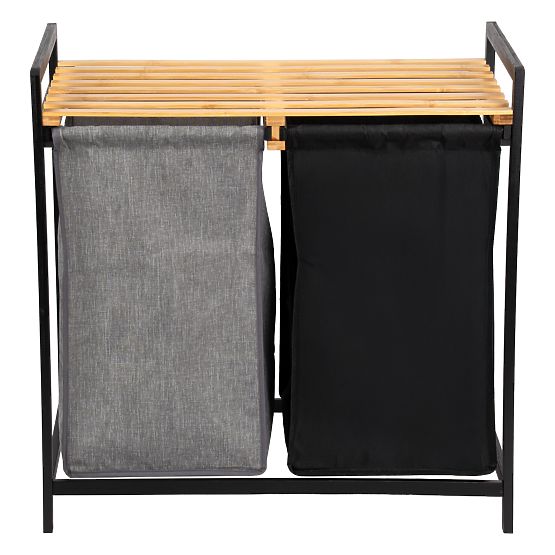 bambusova košara za perilo ali igrače HANOI BLACK 2 predelka DUO BARVA