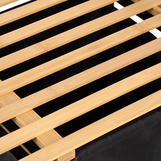 bambusova košara za perilo ali igrače HANOI BLACK 2 predelka DUO BARVA