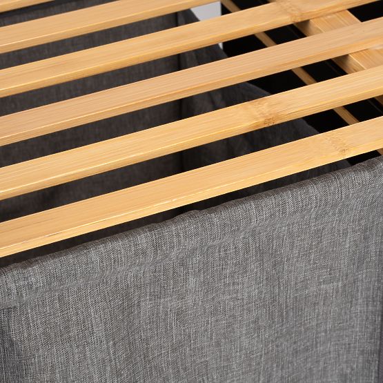 bambusova košara za perilo ali igrače HANOI BLACK 2 predelka DUO BARVA