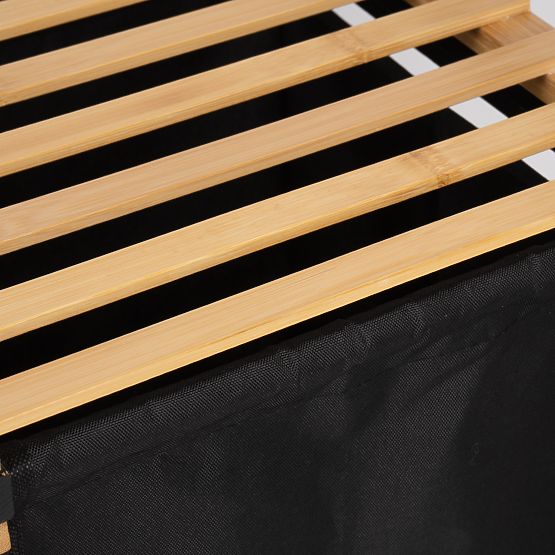 bambusova košara za perilo ali igrače HANOI BLACK 2 predelka DUO BARVA