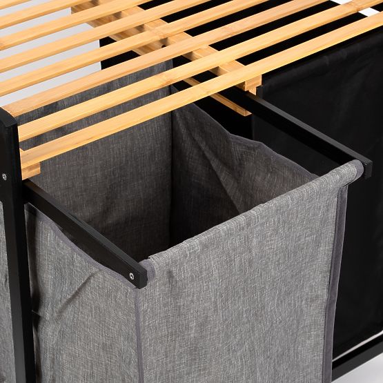 bambusova košara za perilo ali igrače HANOI BLACK 2 predelka DUO BARVA