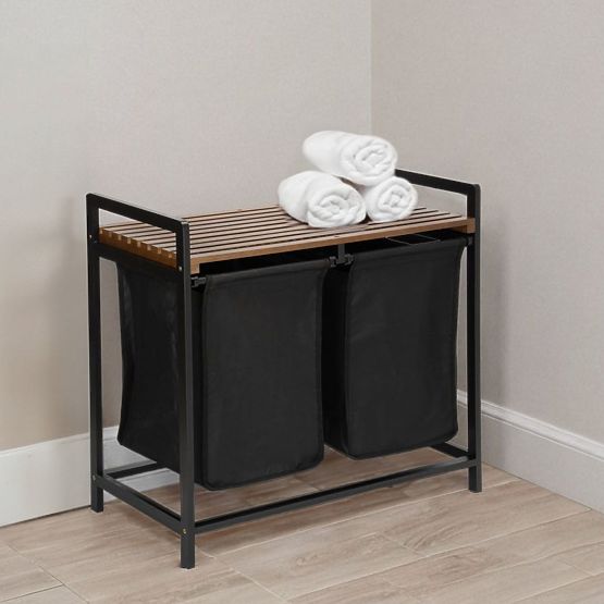 Bambusova košara za perilo HANOI BLACK ČRNA
