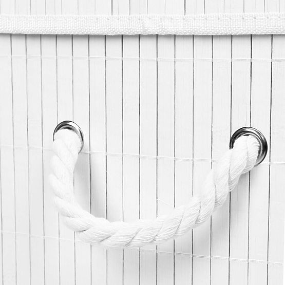 Bambusova košara za perilo s pokrovom 100L bela