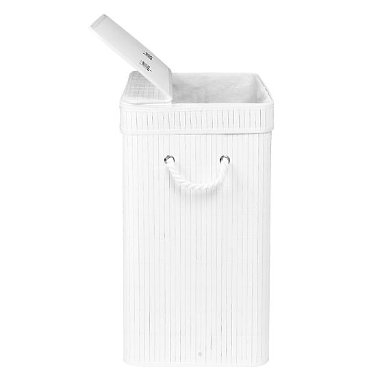 Bambusova košara za perilo s pokrovom 100L bela