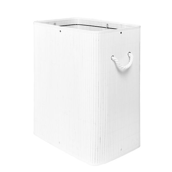 Bambusova košara za perilo s pokrovom 100L bela